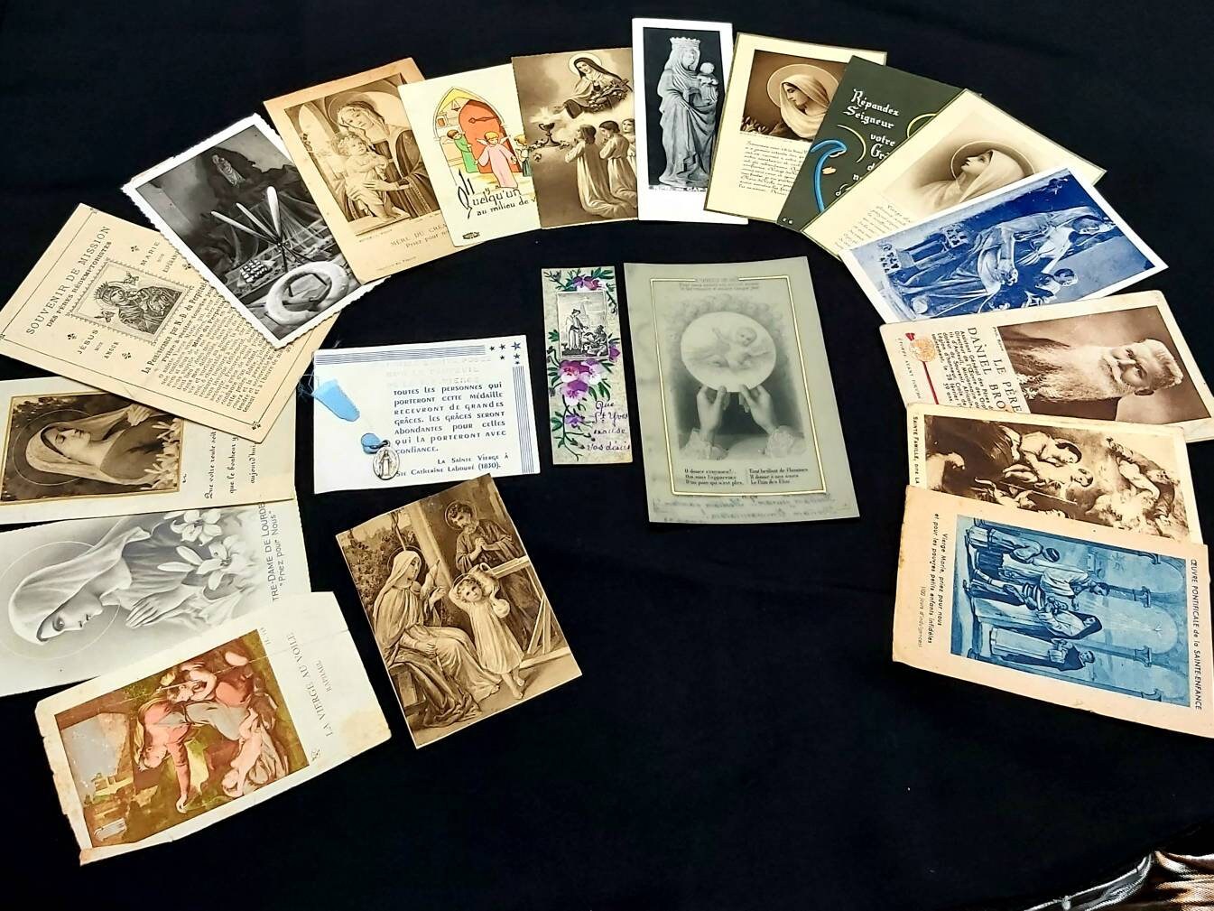 Ensemble de 20 Français Cartes Messe Anciennes et Vintage, Prière, Saint Datant La Fin Des Années 18