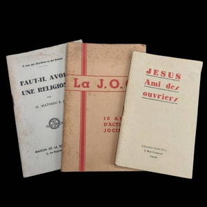 Lot de 3 livrets de messes et de religions français vintage, prières religieuses françaises, éphémères français vintage, vieux papiers