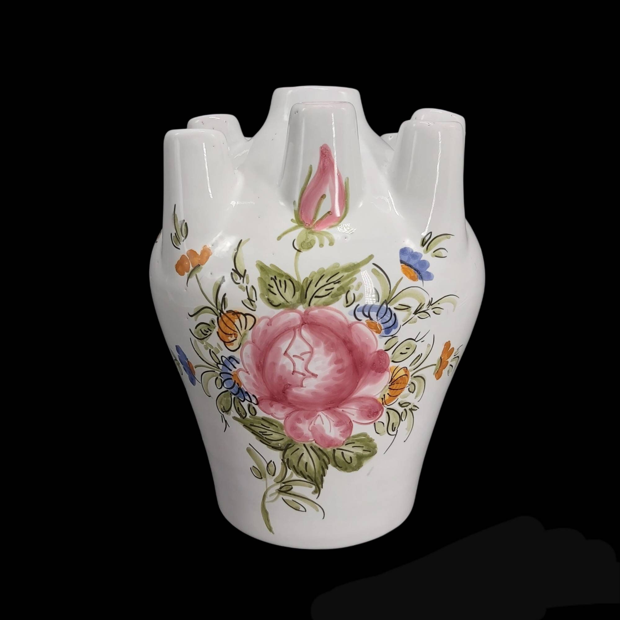 Superbe Français Millésime P. de . T Moustiers Karine - Vase Tulipe, Tuplipiere, Fleur, Base Bouquet