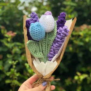 Tulip and Lavender Bouquet | Crochet Flower Bouquet | Valentines gift