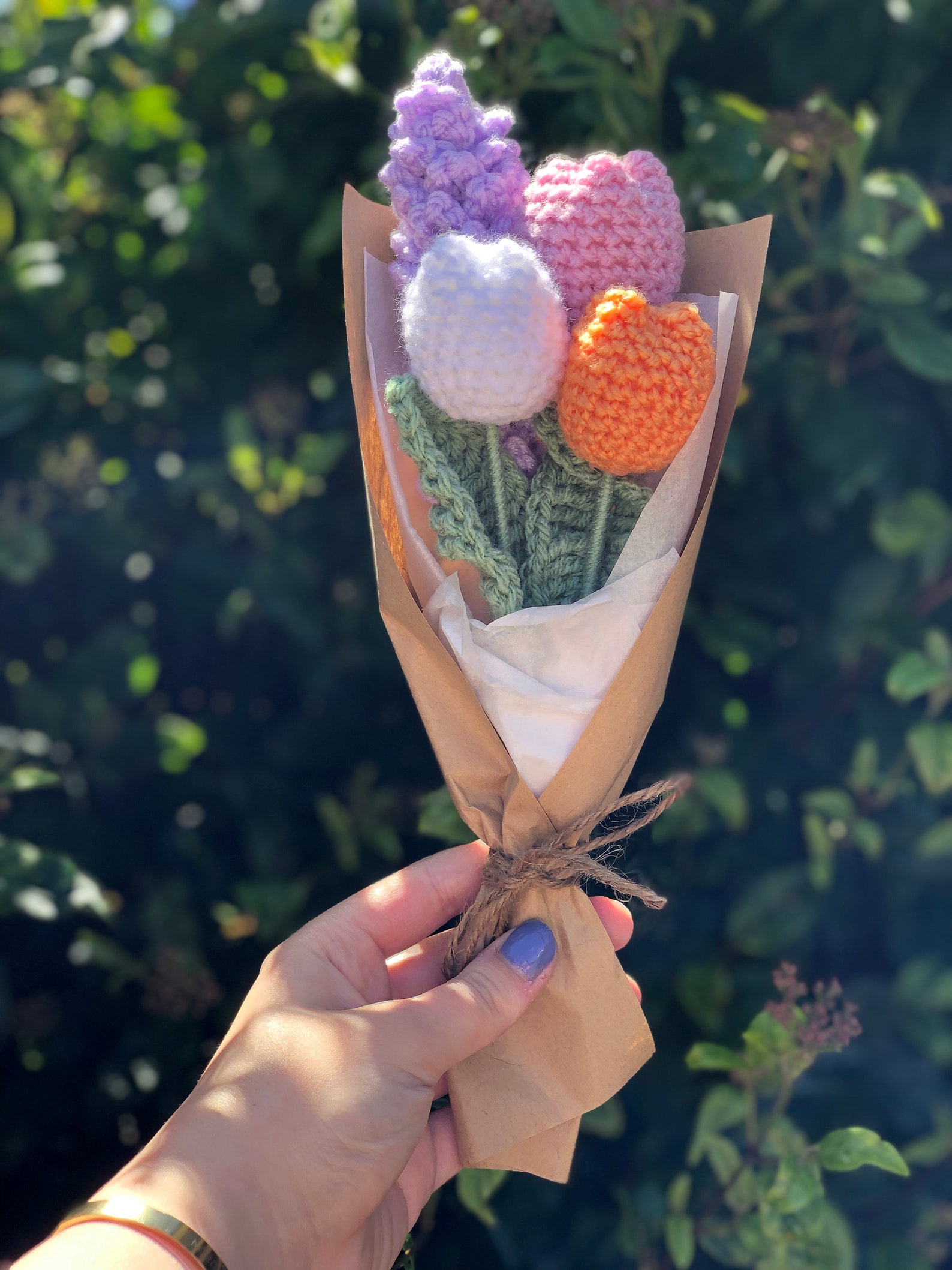 Tulip and Lavender Bouquet Crochet Flower Bouquet Etsy Australia