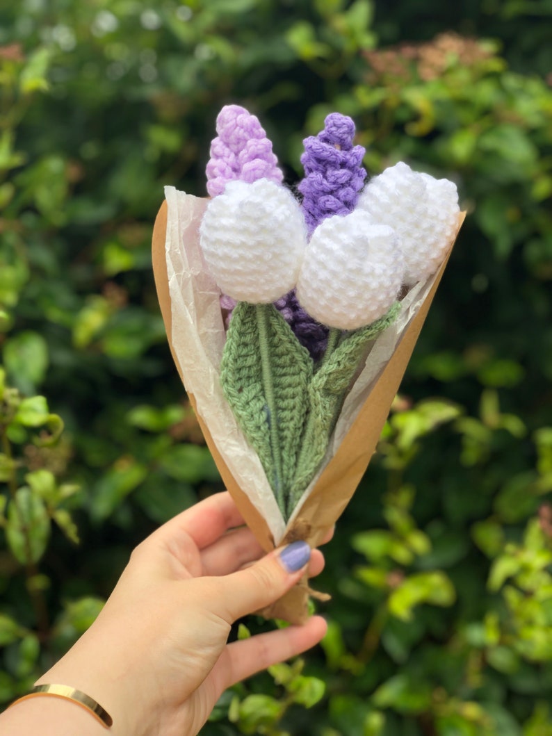 Tulip and Lavender Bouquet Crochet Flower Bouquet Etsy Australia