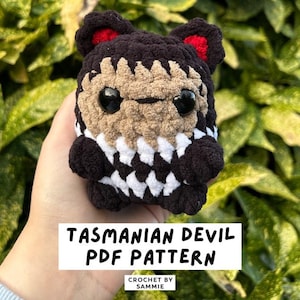 Tasmanian Devil crochet PATTERN | Australian Animals Crochet pattern | crochet animal pattern | Amigurumi PDF | Low Sew Pattern