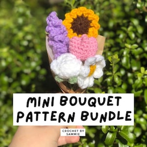 Blumenstrauß Häkelanleitung Bundle | Häkelanleitung | gehäkelten Blumenmuster