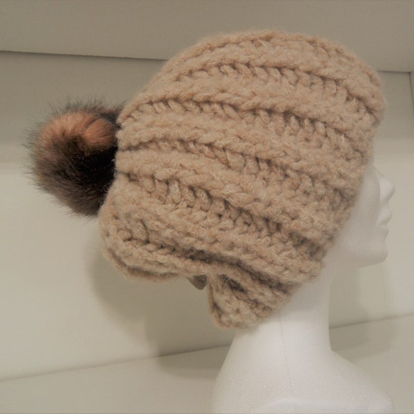 Bonnet chapeau béret femme laine fait main