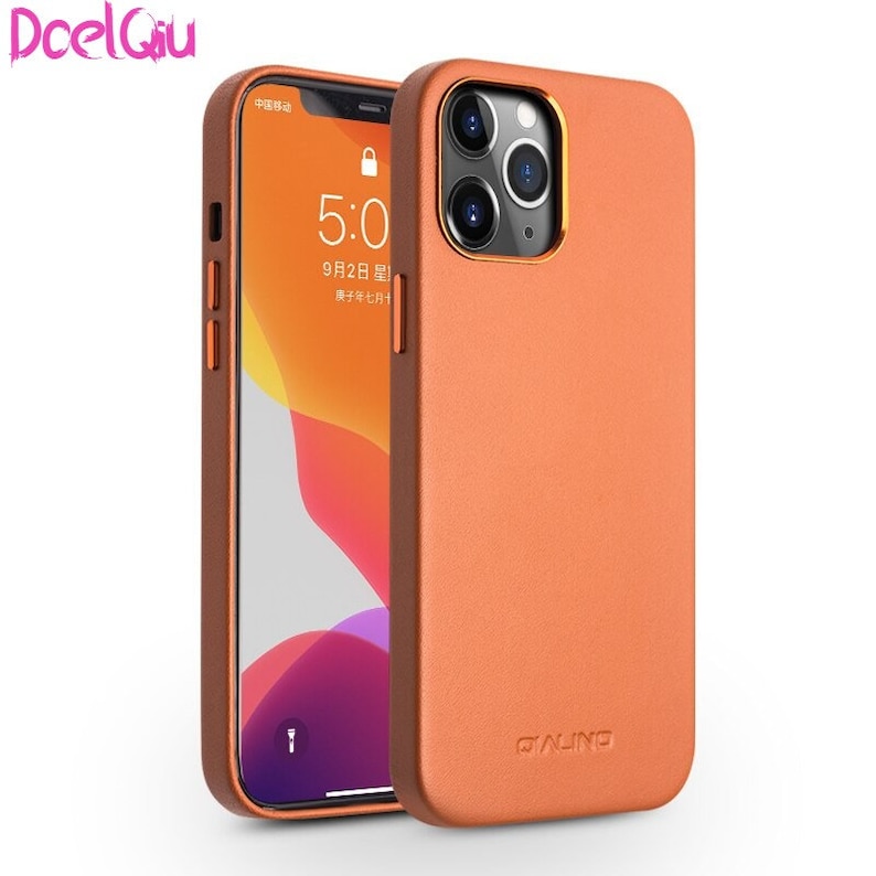 Genuine Leather Slim Leather iPhone Cases 1212 Mini Pure Fashion Handmade Anti-Shock For iPhone 12 Pro Max