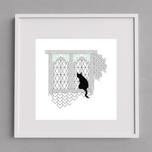 tutorial to download blackwork embroidery "cat at the window"