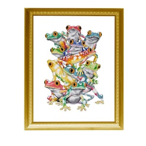 Cross stitch tutorial for &quot;colorful frogs frame&quot; pdf