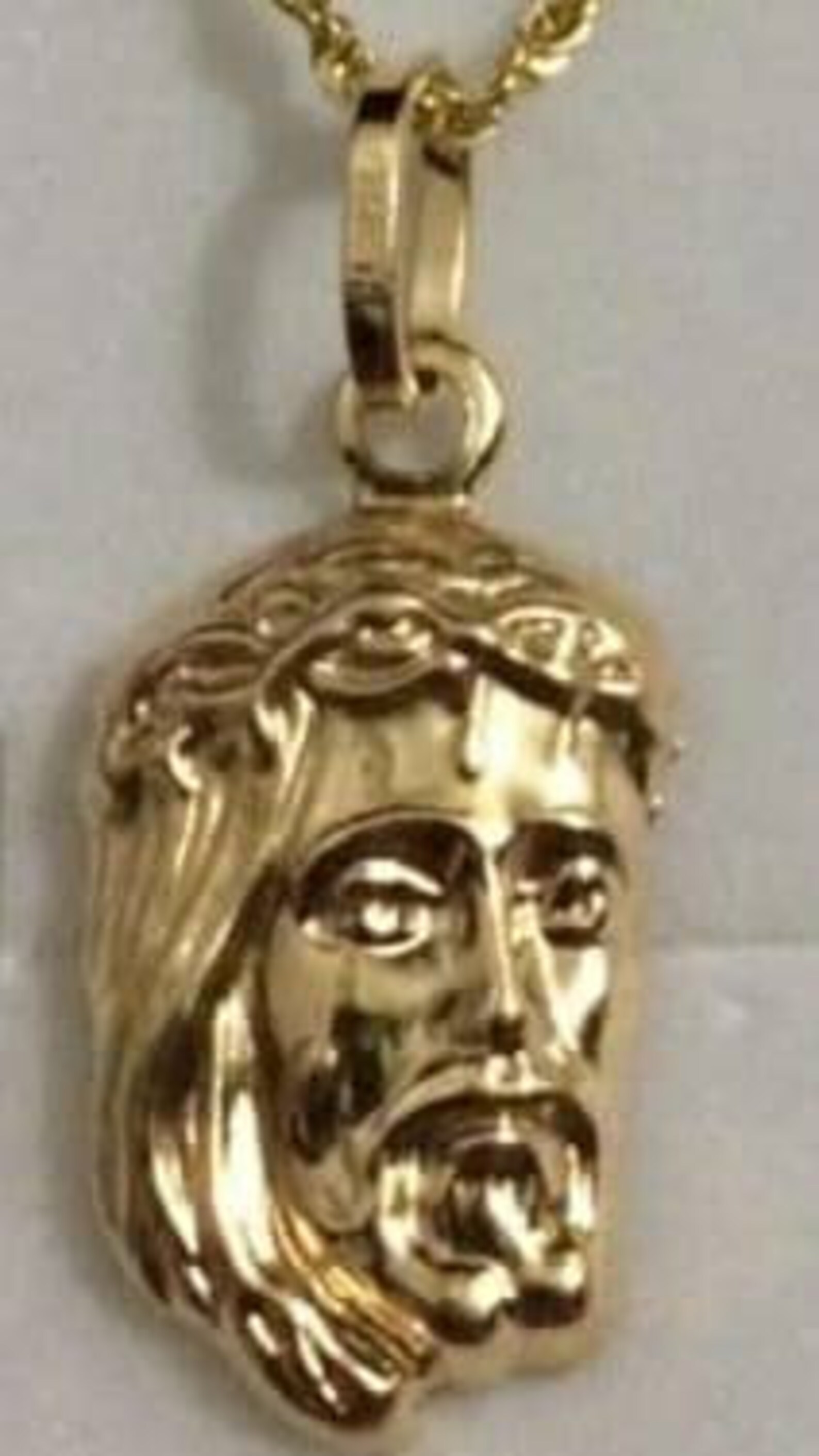 Solid Gold Jesus Head Mens Necklace Religious 18K Solid Gold Etsy