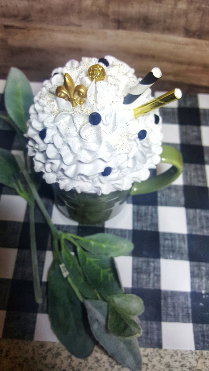 Faux Whip Mug Topper Saints Football NOLA