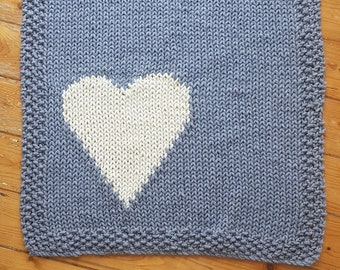 Heart Baby Blanket Knitting Pattern: Chunky Knit (PDF Pattern)