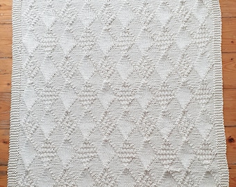 Baby blanket knitting pattern - Textured diamond blanket - instant download