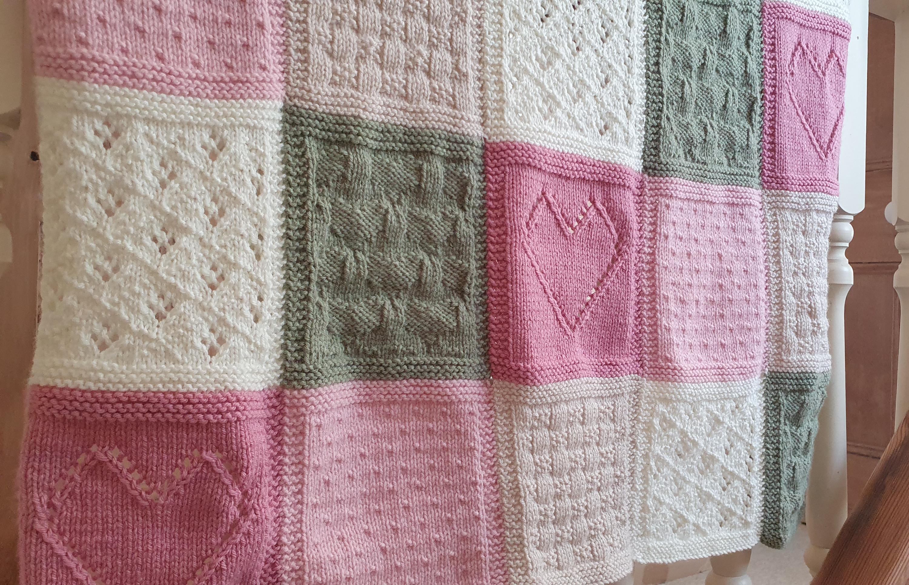 Pretty Patchwork Baby Blanket Knitting Pattern: Textured Knit, DK Yarn ...