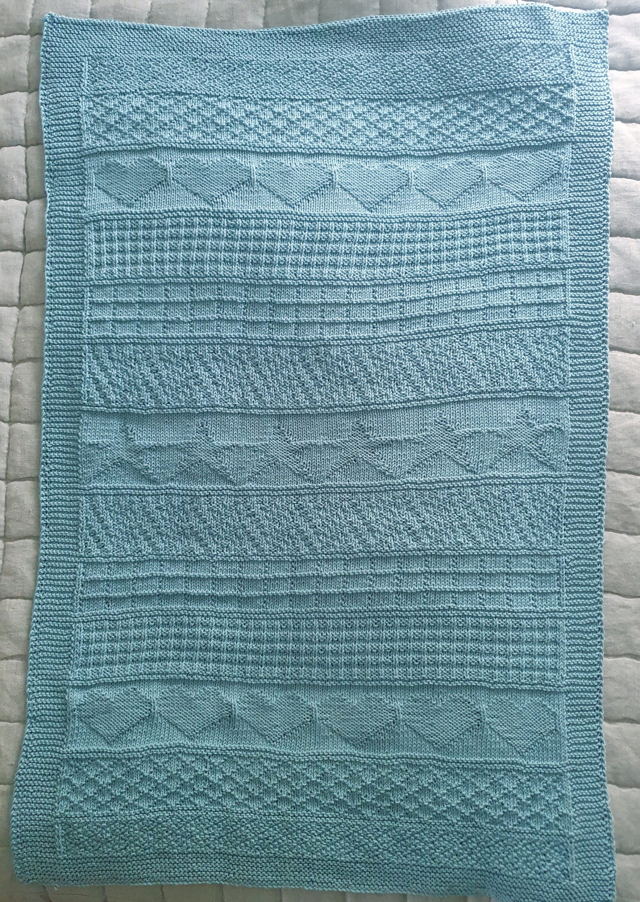 Baby blanket knitting pattern - Hearts and Stars blanket - instant download