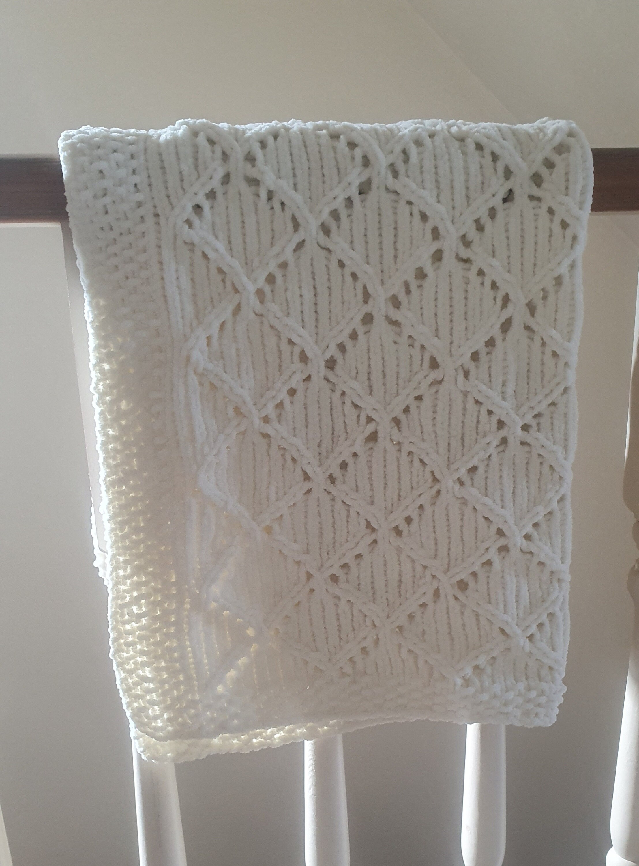 Baby Blanket Knitting Pattern - Chunky Diamond Lace Design in 3 Sizes ...