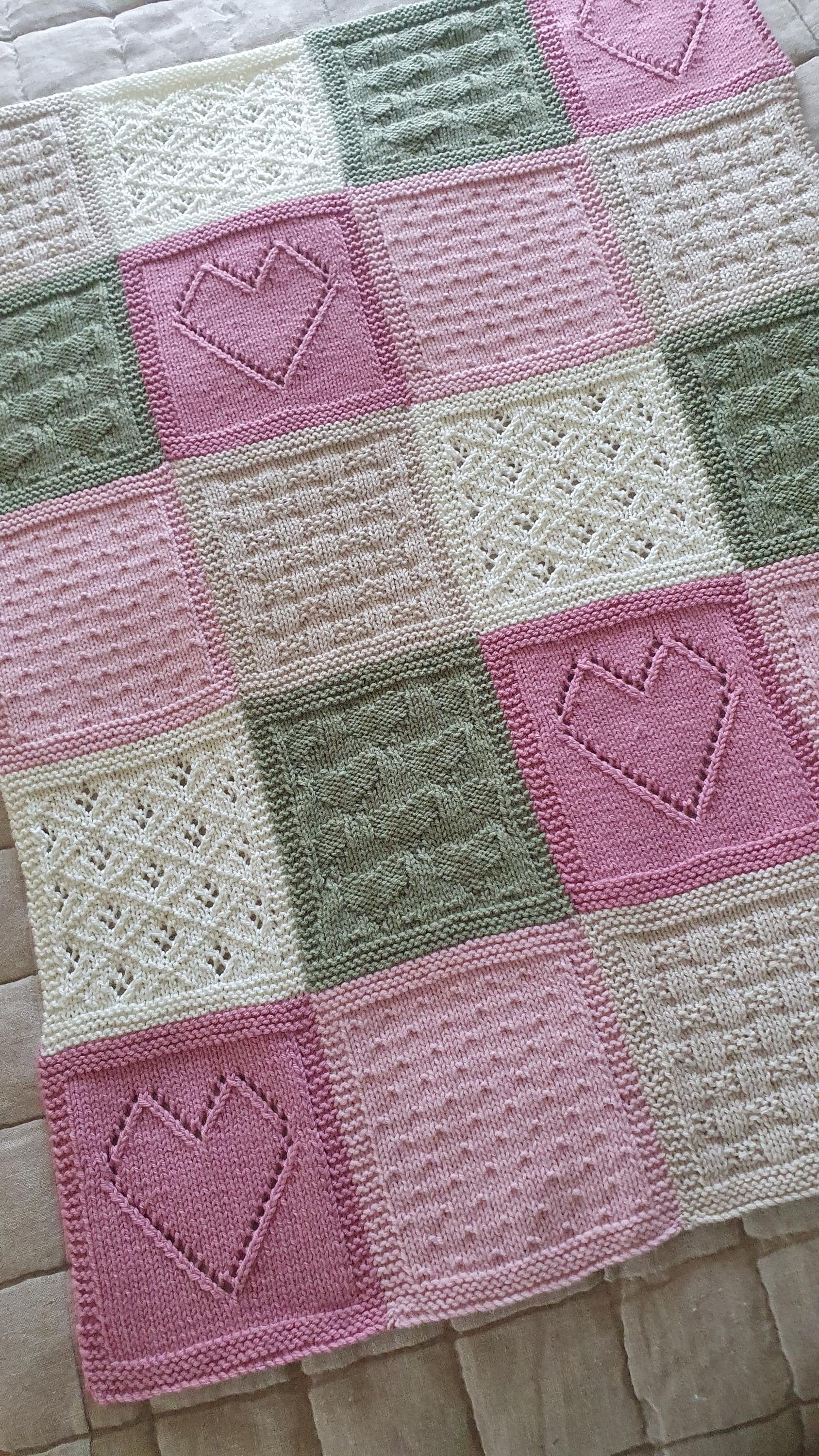 Pretty Patchwork Baby Blanket Knitting Pattern: Textured Knit, DK Yarn ...