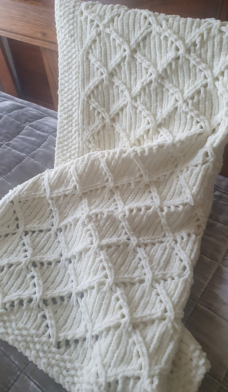 Baby Blanket Knitting Pattern - Chunky Diamond Lace Design in 3 Sizes ...