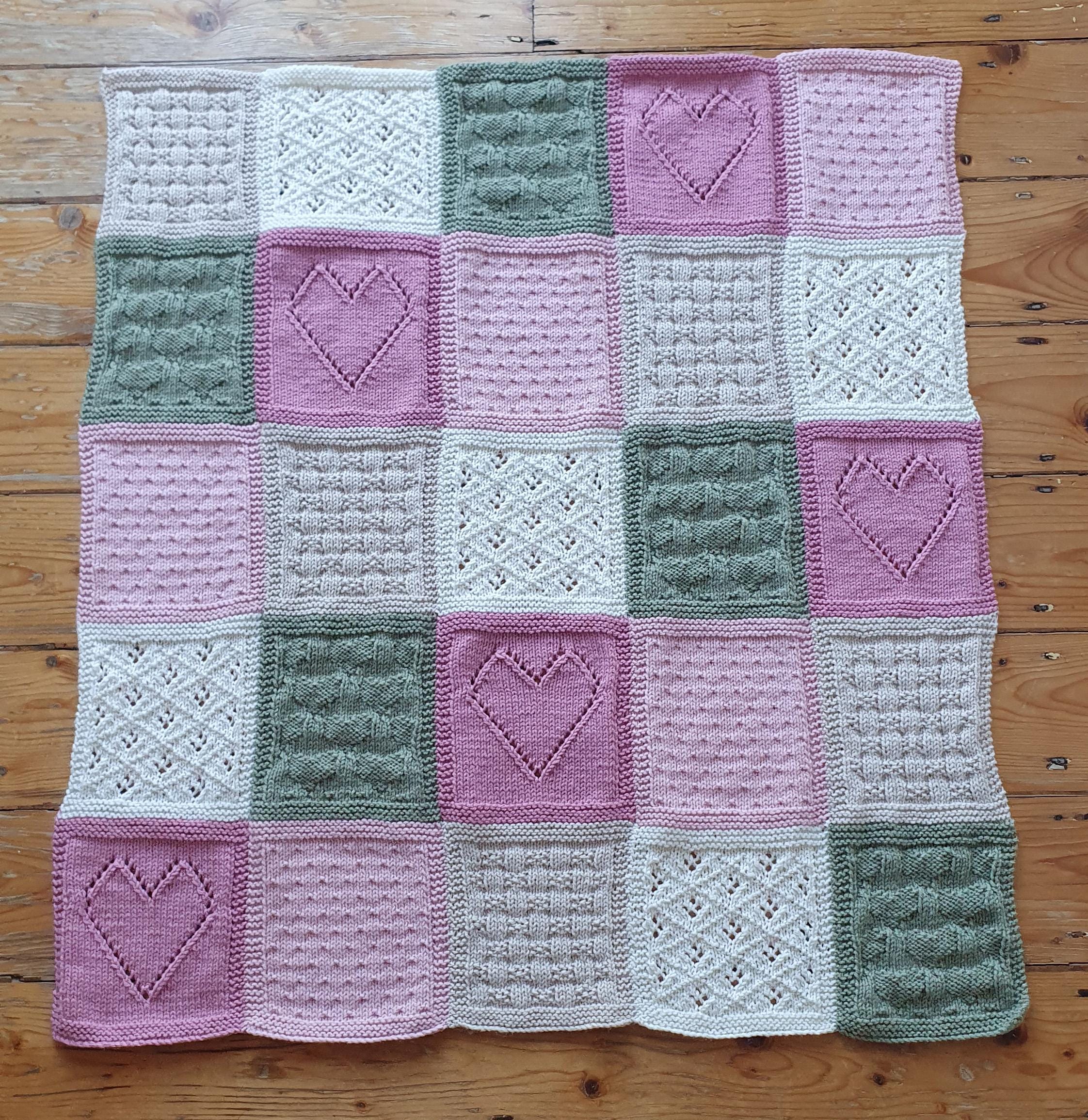 Pretty Patchwork Baby Blanket Knitting Pattern: Textured Knit, DK Yarn ...