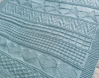 Hearts and Stars baby blanket knitting pattern - instant download
