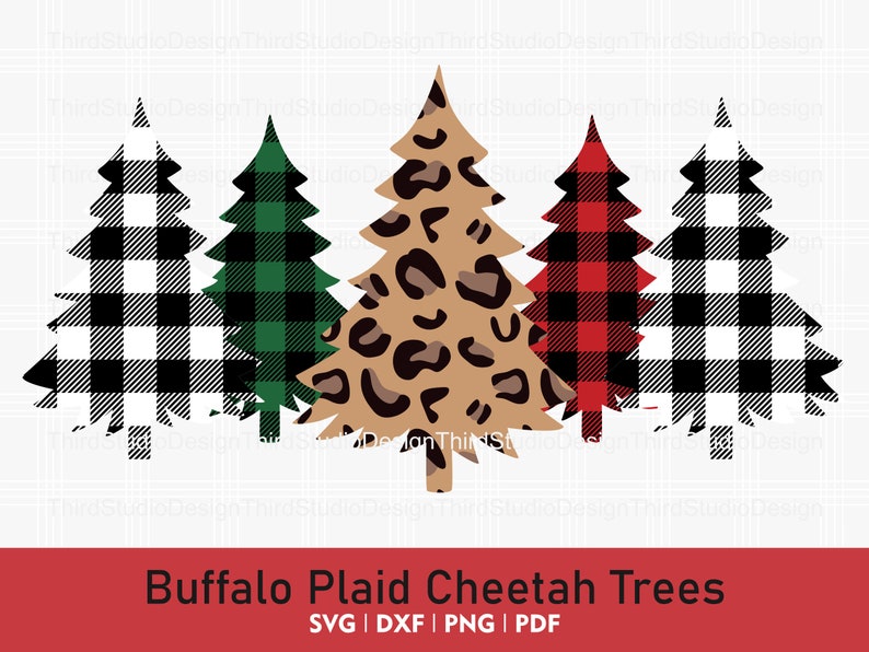 Christmas Tree svg Merry Christmas svg Buffalo Plaid Cheetah Tree...