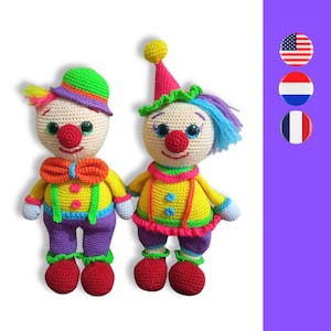 Charlie & Charlotte The Clowns crochet pattern - Clown haakpatroon - Modèle de clown au crochet