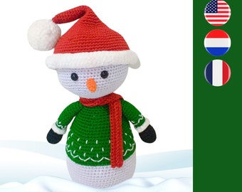 Snowman crochet pattern - Haakpatroon sneeuwman - Modèle de bonhomme de neige au crochet