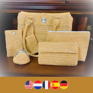 Idalia 6pc Handbag set crochet pattern - Wallet crochet pattern - Crochet pouch - Crochet coin purse - Crochet key holder - Crochet handbag