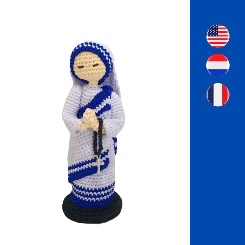 St Mother Teresa of Calcutta crochet pattern Moeder Teresa haakpatroon Modèle de crochet Mère Teresa image 1