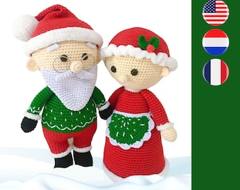 Mr and Mrs Claus Santa crochet pattern - kerstman en kerstvrouw haakpatroon - Modèle de crochet pour le père et la mère Noël