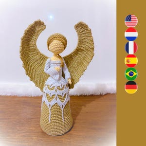 Angelica Christmas Angel crochet pattern - Christmas angel amigurumi pattern - Christmas tree topper - Gold angel Christmas tree topper
