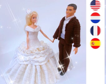 Barbie bride and groom 1 crochet pattern- Barbie bruid bruidegom haakpatroon - modèle au crochet les mariés - patrón ganchillo novia novio