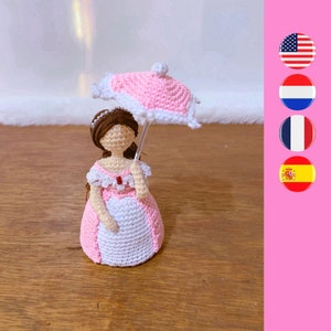 Lady Lutgarde crochet pattern - Victorian lady crochet pattern - Lady with parasol crochet pattern - Amigurumi lady doll pattern