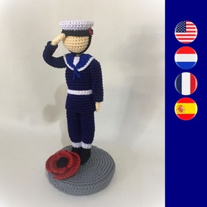 For The Fallen Navy crochet pattern - Navy sailor crochet pattern - Military amigurumi pattern - Poppy crochet pattern