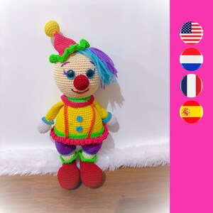 Charlotte The Clown crochet pattern - Clown doll crochet pattern - Easy clown amigurumi pattern - Girl clown doll crochet