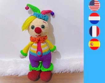Chachi de clown digitaal pop haakpatroon in Nederlands