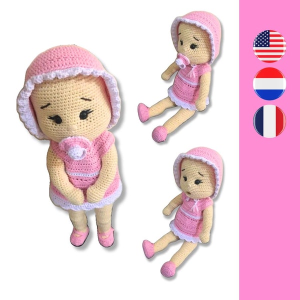 Little Hailey baby doll crochet pattern - baby pop haakpatroon - modèle de crochet pour poupée bébé