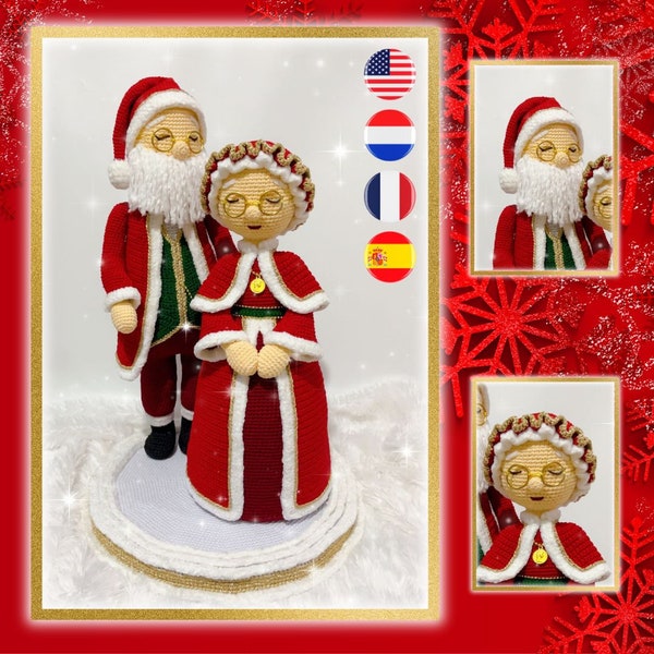 Modèle au crochet Santa & Lady Christmas -Kerstman en vrouw haakpatroon -Père Dame Noël modèle crochet -Patrón ganchillo Papá Señora Navidad