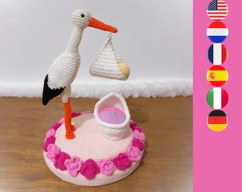 Precious little one digital stork and baby crochet pattern