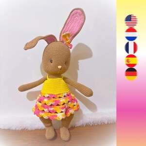 Wzór szydełkowy na Króliczka Irma - Wzór szydełkowy na Króliczka Wielkanocnego - Łatwy wzór amigurumi na Króliczka Wielkanocnego - Króliczek Wielkanocny w sukience