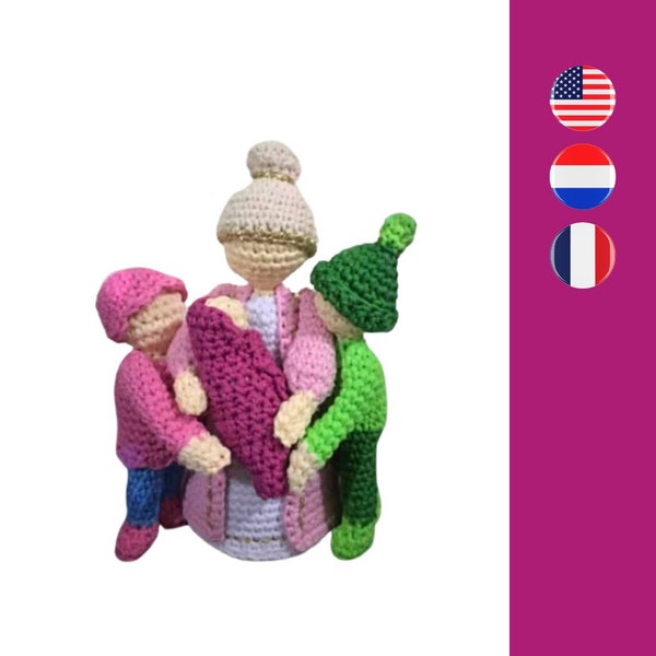 Grandma and grandkids crochet pattern - Oma met kleinkinderen haakpatroon - Modèle de crochet pour grand-mère et petits-enfants