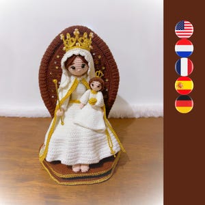 Patrón de crochet de la Santísima María Reina del Cielo - Patrón de crochet católico - Patrón de crochet de la Virgen María - Patrón de crochet de la Virgen con el Niño