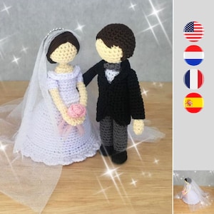Sir & Lady Amour,bride and groom crochet pattern - Wedding crochet pattern - Wedding cake topper crochet pattern - Amigurumi bride and groom