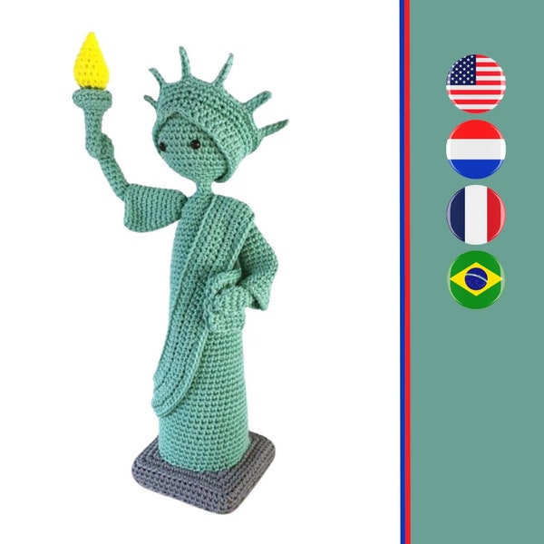 Statue Of Liberty crochet pattern - Vrijheidsbeeld haakpatroon - Estátua Liberdade, padrão crochê - Statue de la liberté au crochet