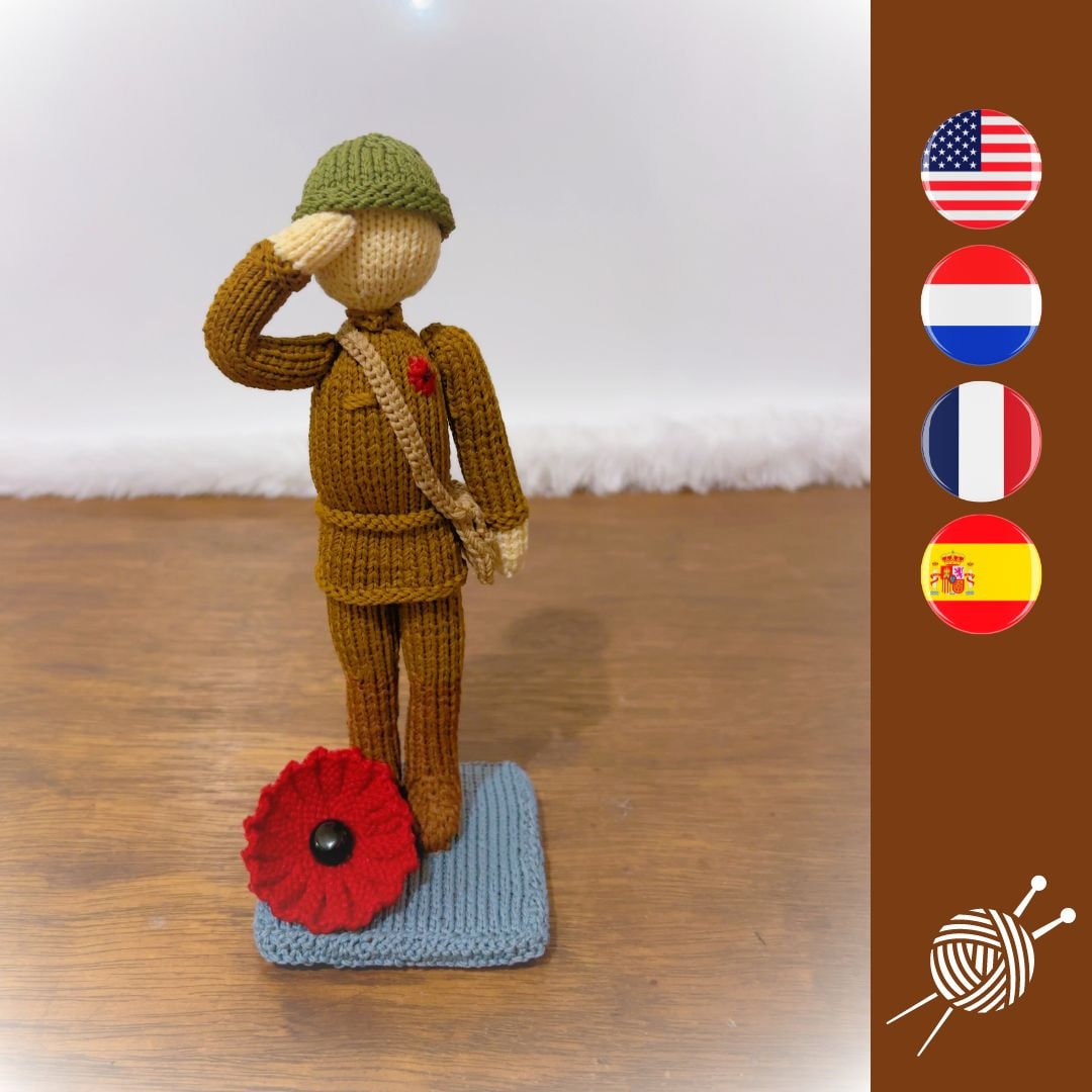 For Our Guardians soldier KNITTING pattern - Army memorial knitting pattern - Poppy knitting pattern - Easy soldier knitting - Military