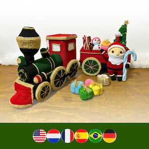 Crafty Christmas Train crochet pattern - crochet train pattern - Crochet pattern Santa, Christmas tree, gingerbread man, snowman, candy cane