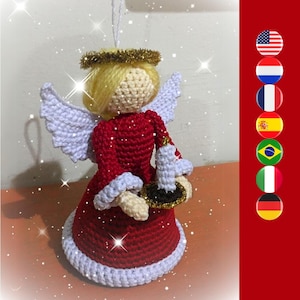Christmas Angel crochet pattern - DIY Christmas Tree angel ornament - Christmas Decorations crochet pattern - Easy angel amigurumi pattern