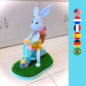 Germain de Paashaas digitaal konijn op scooter haakpatroon in Nederlands