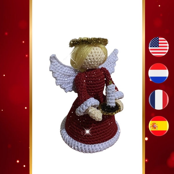 Christmas Angel crochet pattern - Kerstengel haakpatroon - Patrón de ganchillo de ángel de Navidad - Modèle au crochet Ange de Noël