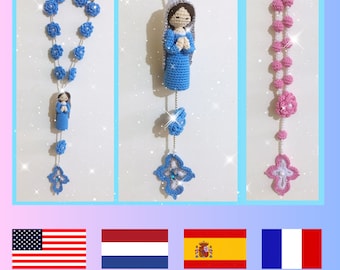 Wall Rosary crochet pattern - rozenkrans haakpatroon - patrón de rosario de ganchillo - Modèle de rosaire au crochet