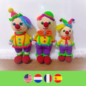 Clown Trio Clowns Häkelanleitung - Clown gehäkelt - einfache Häkelanleitung - gehäkelte Kinderpuppen